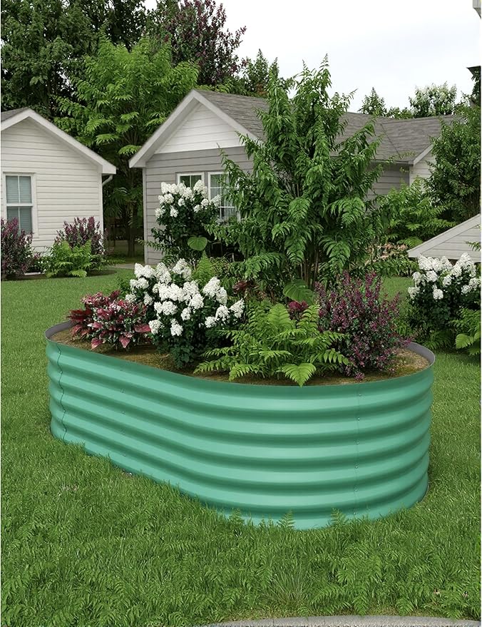 8x4x1.5 ft Raised Garden Bed,Galvanized Raised Planter Boxes Outdoor with Easy Assembly, Large Garden Bed for Vegetables, Fruits, Flower,Raised Garden Bed,Green