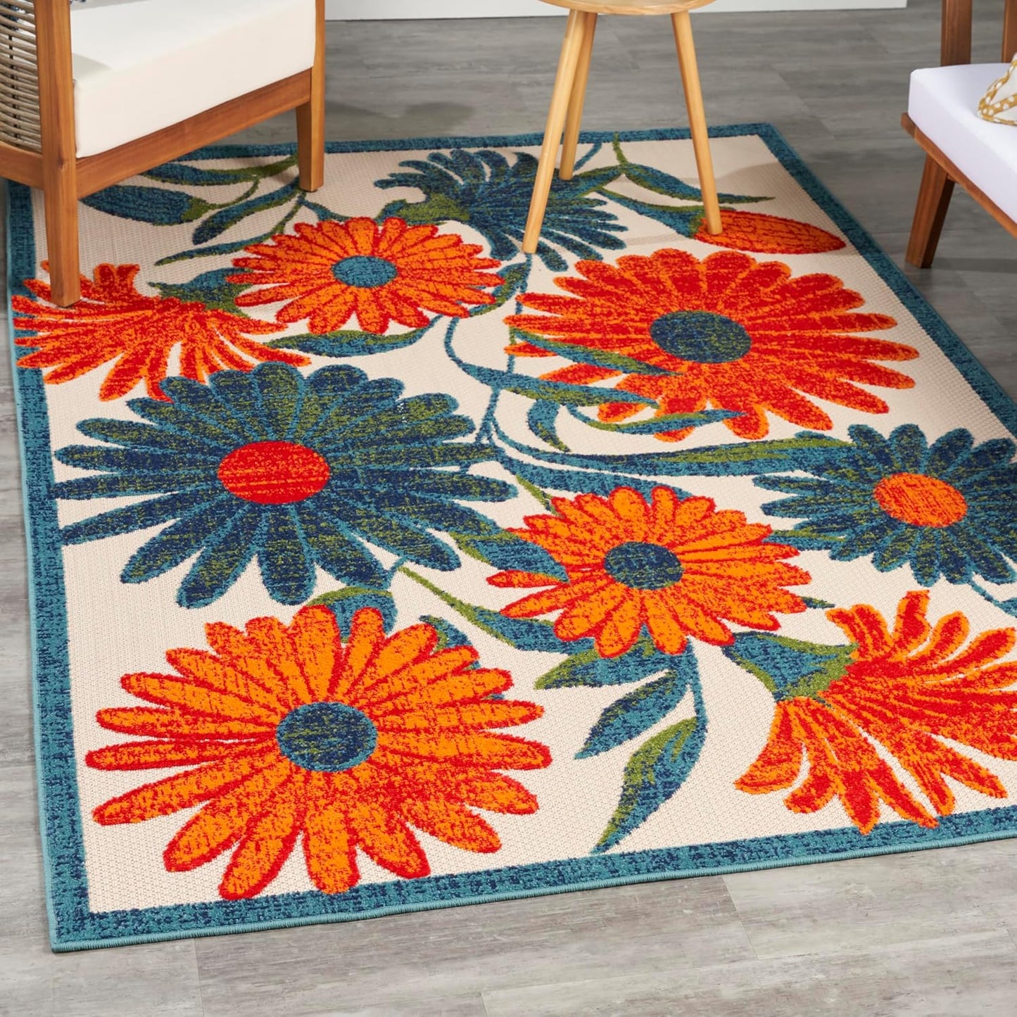 Nourison Aloha 4' x 6' Ivory Multicolor Fabric Outdoor Area Rug (4' x 6')