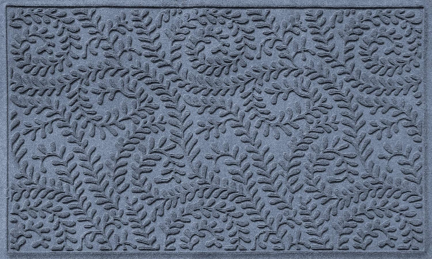 WaterHog Indoor/Outdoor Door Mat, 3' x 5', Made in USA, Durable & Skid-Resistant Front Door Rug, Decorative, Water-Trapping & Heavy-Duty Entryway Floor Mat For Your Home, Boxwood Collection, Bluestone