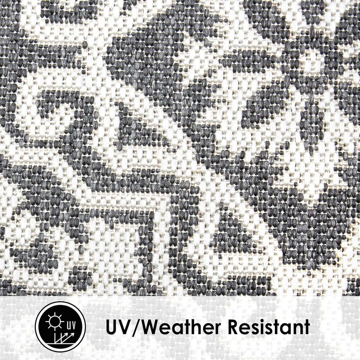 Nicole Miller New York Patio Country Julia Transitional Geometric Indoor/Outdoor Runner Area Rug, Black/Grey, 1'9"x7'2"