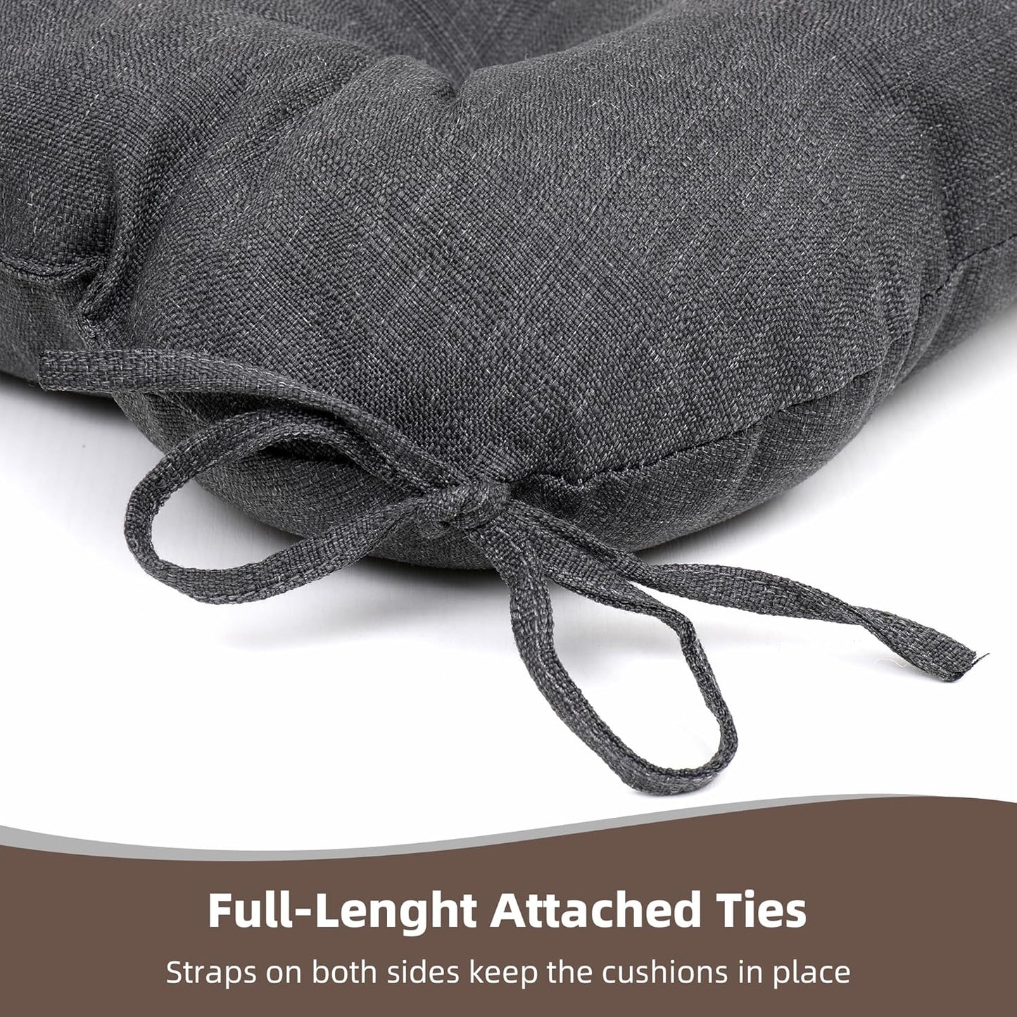 RACE LEAF 4 Pack Patio Chair Cushions 17x17 Inch, Thickened Waterproof Cushions with Stain Resistant Cover and Non-Slip Ties for Patio Furniture (Gray)