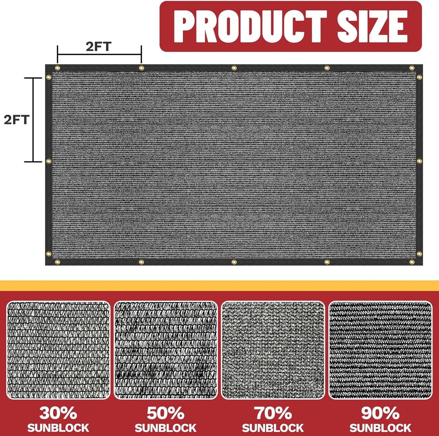 ShadeMart 50% Shade Cloth for Plant, Black 5FT x 73FT Custom Size Outdoor Shade Tarp, Shade Cover with Upgrade Grommets and Zip Ties, Netting Sunblock Net for Vegetables Flower Garden Greenhouse