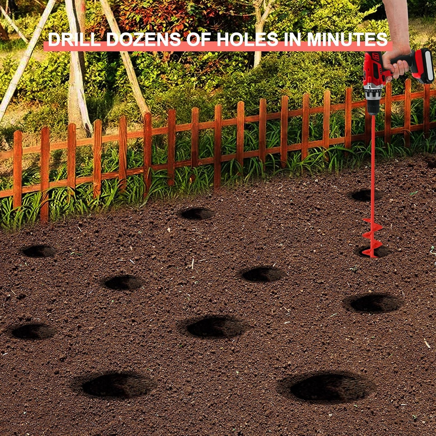 SYITCUN Auger Drill Bit for Planting - 2" X 32" Upgraded Heavy-Duty Garden Auger Spiral Drill Bit - Bulb Planter Tool & Auger Post Hole Digger - 3/8" Hex Drive Drill