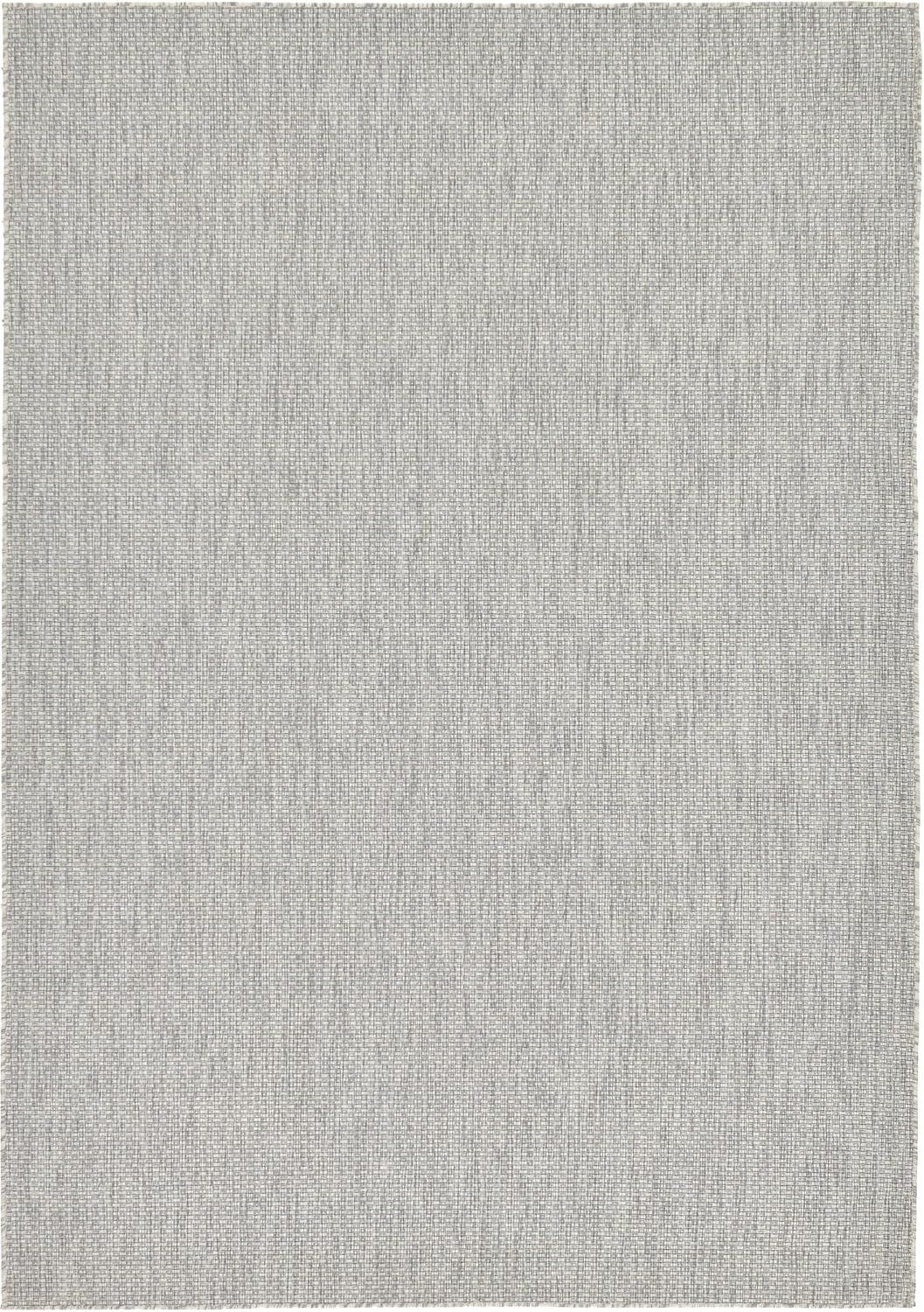 Unique Loom Collection Casual Transitional Solid Heathered Indoor/Outdoor Flatweave Area Rug (7' 1" x 10' Rectangle, Light Gray/Ivory)