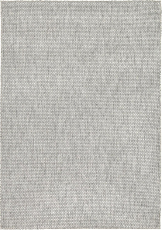Unique Loom Collection Casual Transitional Solid Heathered Indoor/Outdoor Flatweave Area Rug (7' 1" x 10' Rectangle, Light Gray/Ivory)