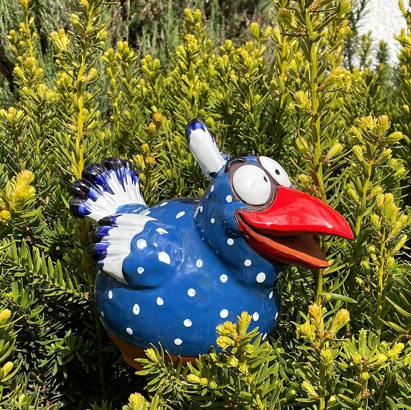 Ceramic Garden Decor - Bird Lawn stake - Outdoor statue - Perfect, unique gifts for gardeners woman, men, yard gifts - Handmade, Frostproof