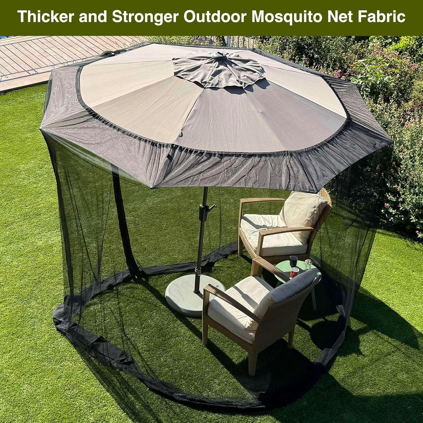 Mosquito Net for Umbrella 9.2 FT | Large Sizes & Fabric Designed for Outdoors | Insect House Screen Netting for Patio, Porch & Garden Terrace | Outside Canopy Bug & Fly Protection Enclosure