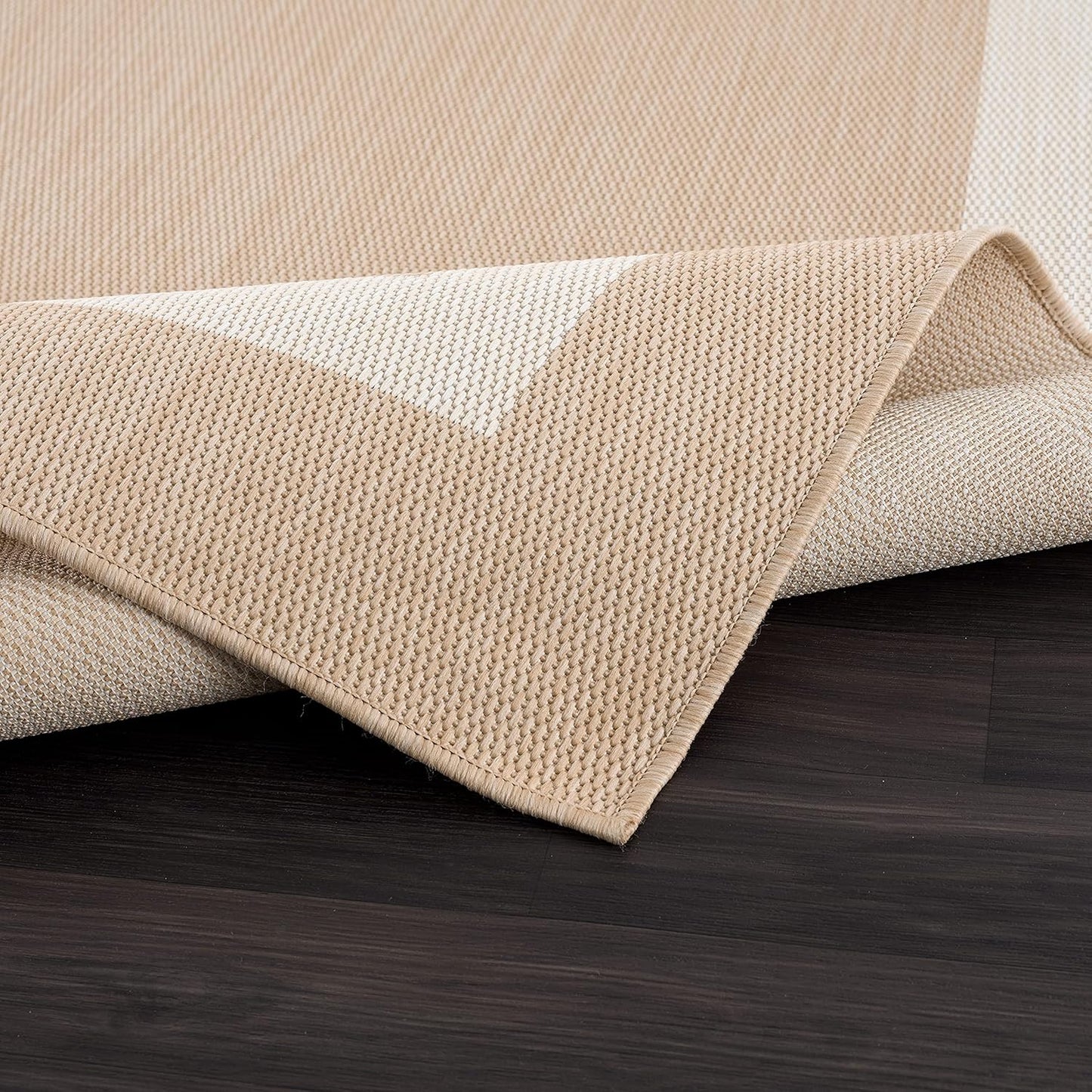 CAMILSON Outdoor Rug 9x12, Large Modern Outside Rugs for Patios Porches Waterproof Durable Washable Non-Shedding, Easy-to-Clean Indoor Outdoor Area Carpet (9 x 12, Bordered - Beige/White)