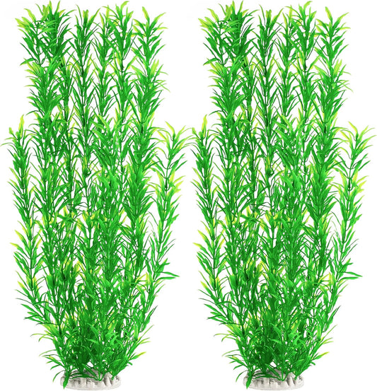 MyLifeUNIT Aquarium Plants, 21 Inches Tall Plastic Fish Tank Plants for Fish Tank Decorations and Aquarium Decor (Green)