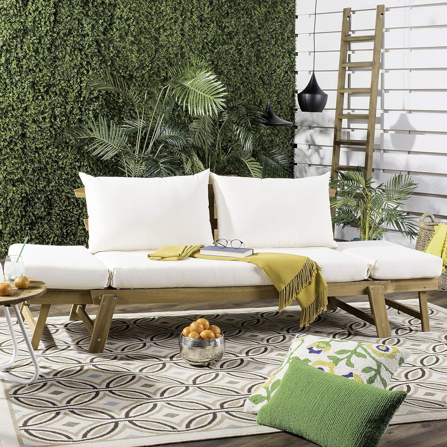 SAFAVIEH PAT6745A Outdoor Collection Tandra Grey Modern Contemporary Daybed Day Bed