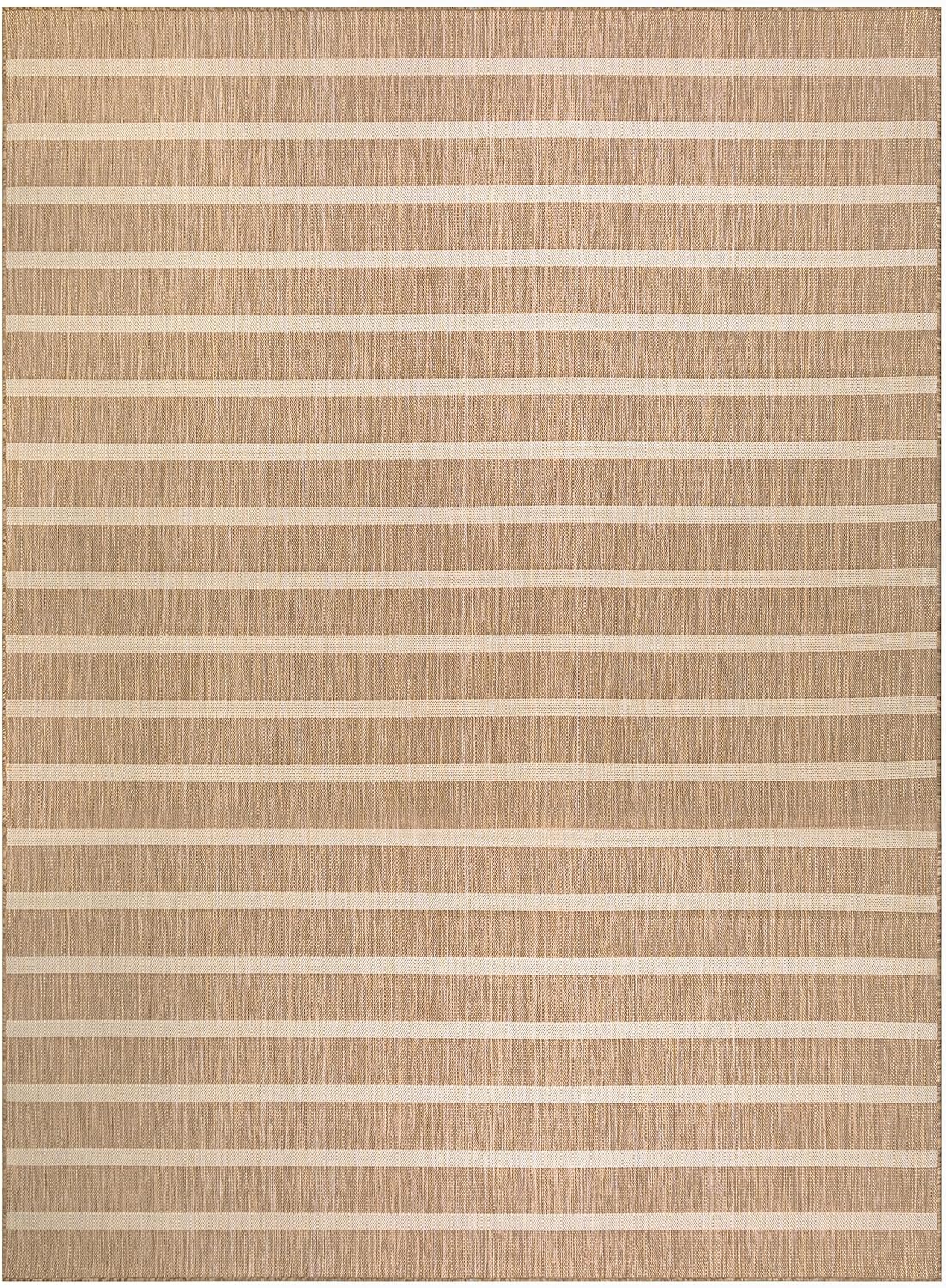 Nourison Home Positano Indoor/Outdoor Beige Ivory 8' x 10' Area Rug, Easy Cleaning, Non Shedding, Bed Room, Living Room, Dining Room, Backyard, Deck, Patio (8x10)