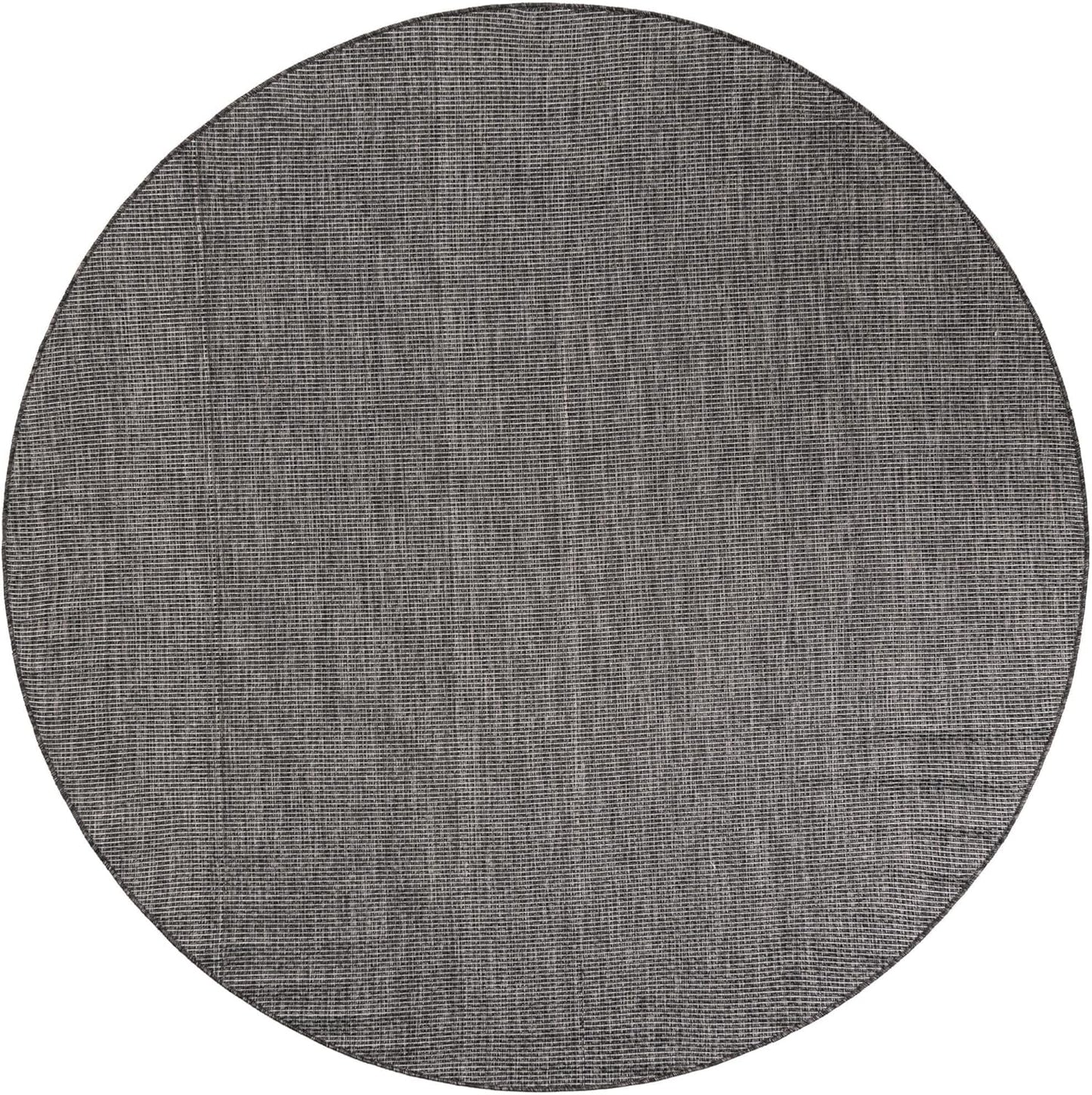 Unique Loom Outdoor Solid Collection Area Rug (7' 10" Round Black/Ivory)