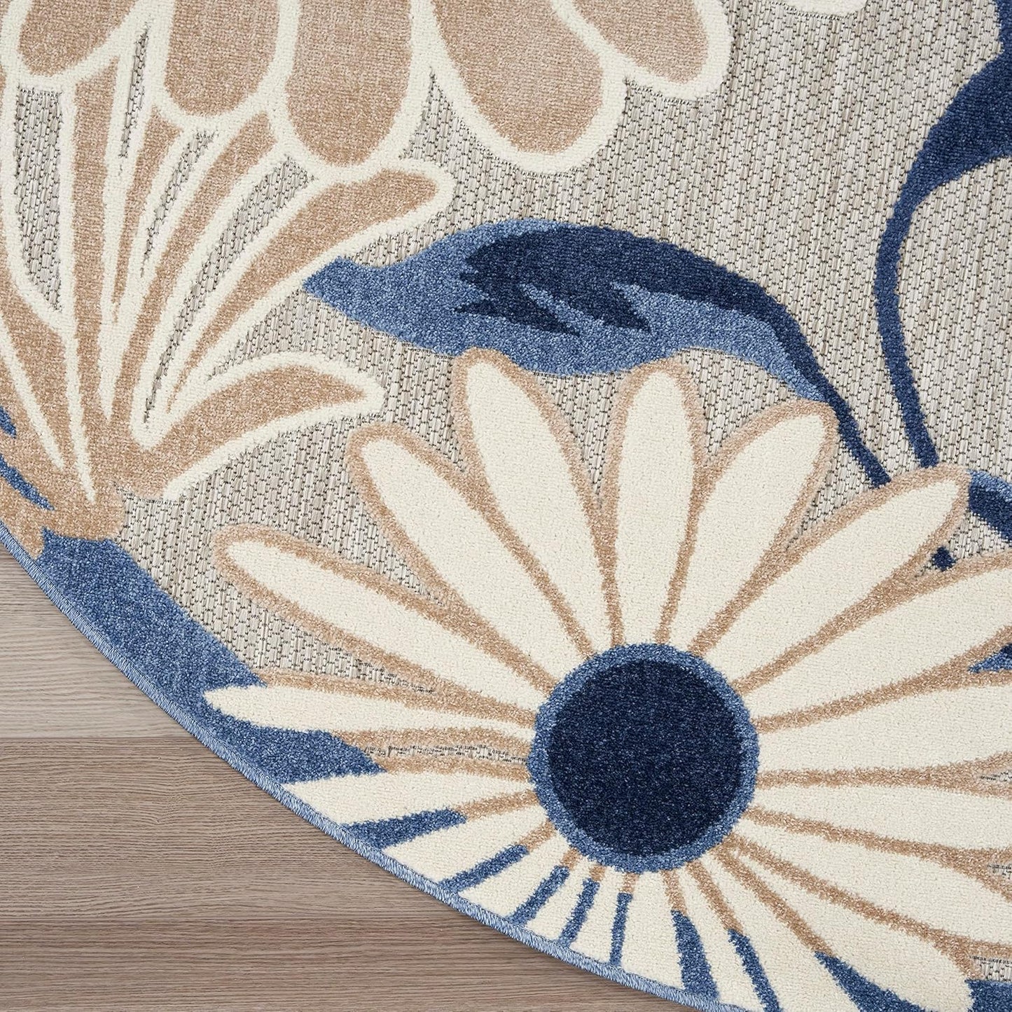 Nourison Aloha 8' x Round Blue Gray Fabric Contemporary Area Rug (8' Round)