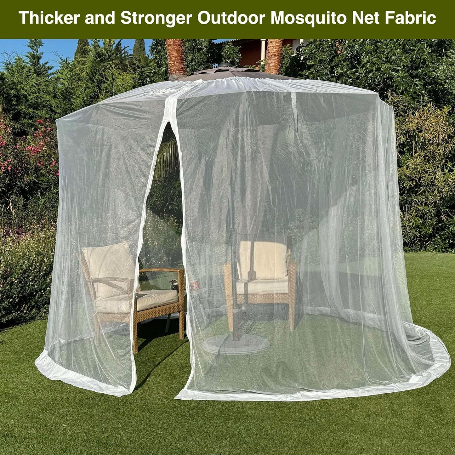 Mosquito Net for Umbrella 7.5 FT | Large Sizes & Fabric Designed for Outdoors | Insect House Screen Netting for Patio, Porch & Garden Terrace | Outside Canopy Bug & Fly Protection Enclosure