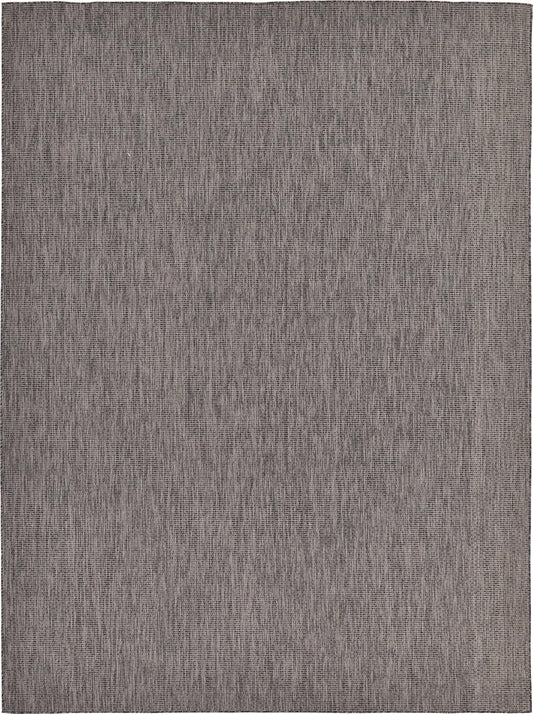 Unique Loom Collection Casual Transitional Solid Heathered Indoor/Outdoor Flatweave Area Rug (9' x 12' Rectangle, Black/Ivory)