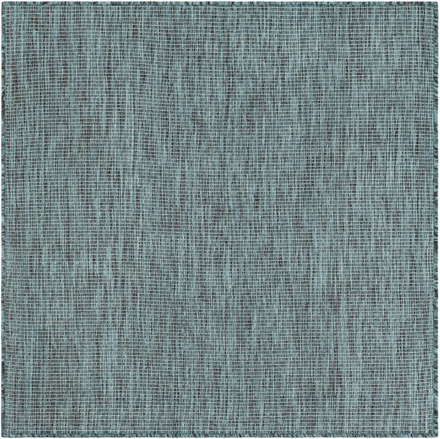 Unique Loom Outdoor Solid Collection Area Rug (4' 1" Square Teal/Navy Blue)