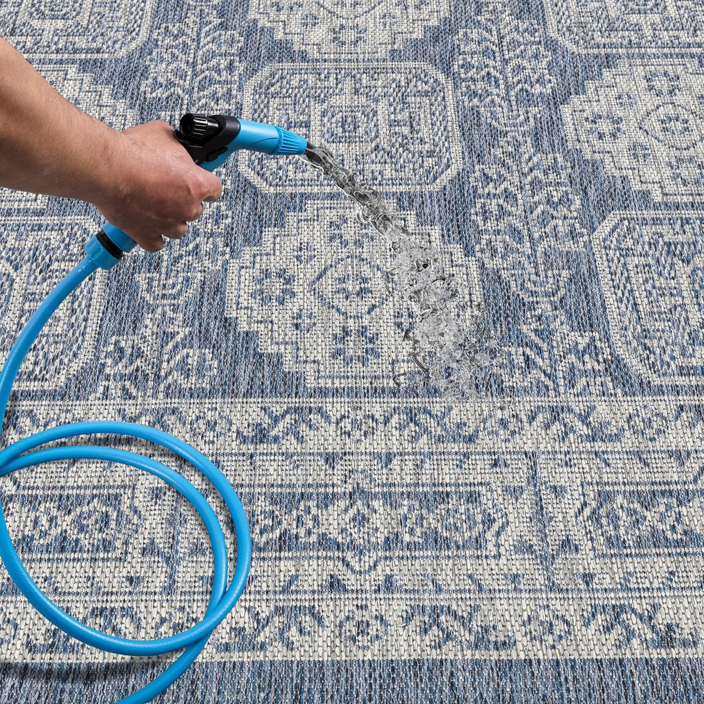 Keen Home Design Terrace Outdoor Area Rug - 5x8 Washable Indoor/Outdoor Rug for Patio, Kitchen, Balcony, Beach, Garden, Deck and Porch, Size: 5'3"x7'7"