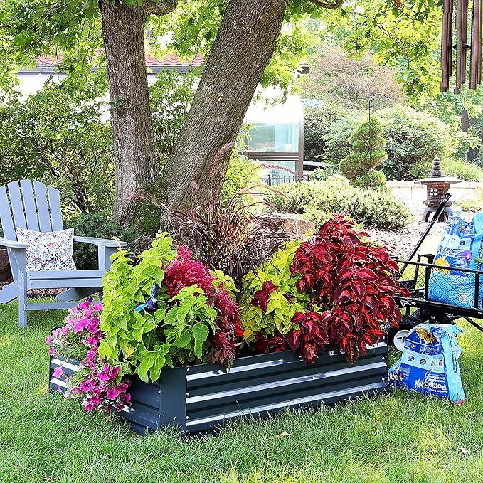 Sunnydaze 11.75" H Raised Metal Garden Bed - Galvanized Raised Garden Bed Outdoor for Vegetables and Flowers - Dark Gray - 4' x 3' Rectangle