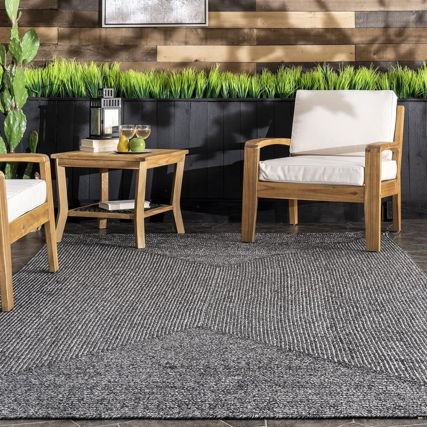 nuLOOM 2' x 18' Solid Hand Braided Indoor/Outdoor Area Rug, Pet-Friendly, High Traffic, Weather Resistant, for Patio, Balcony, Bedroom, Living, Dining Room, Wynn Charcoal
