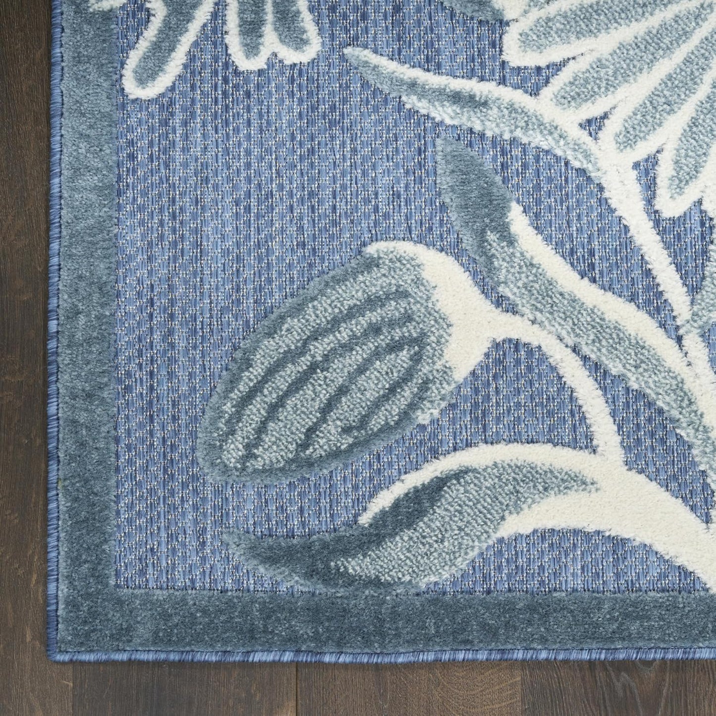 Nourison Aloha Blue 9' x 12' Area Rug - Easy Clean, Non Shedding, Bed Room, Living Room, Dining Room, Kitchen (9' x 12')