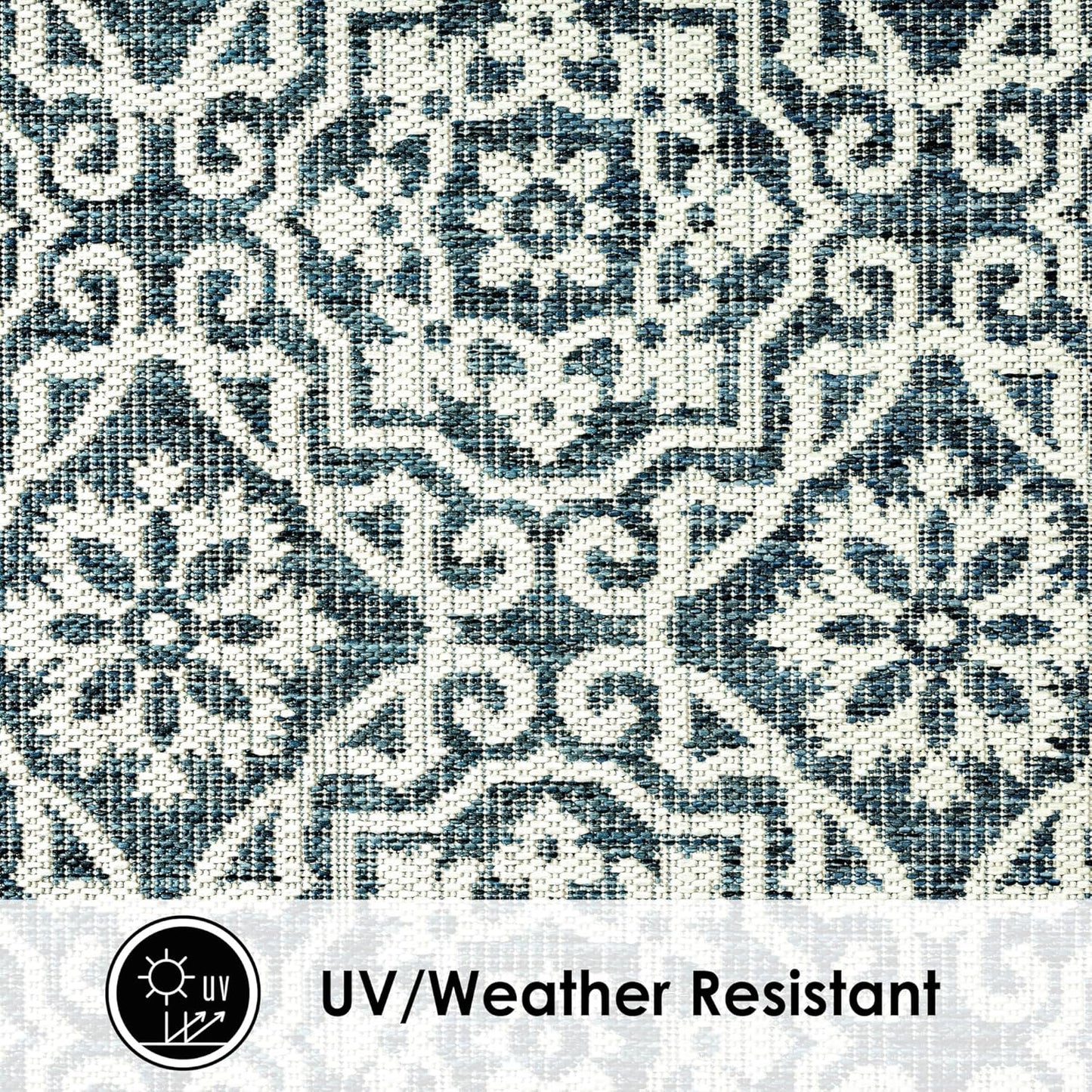 Nicole Miller New York Patio Country Julia Transitional Geometric Indoor/Outdoor Area Rug, Blue/White, 5'2"x7'2"