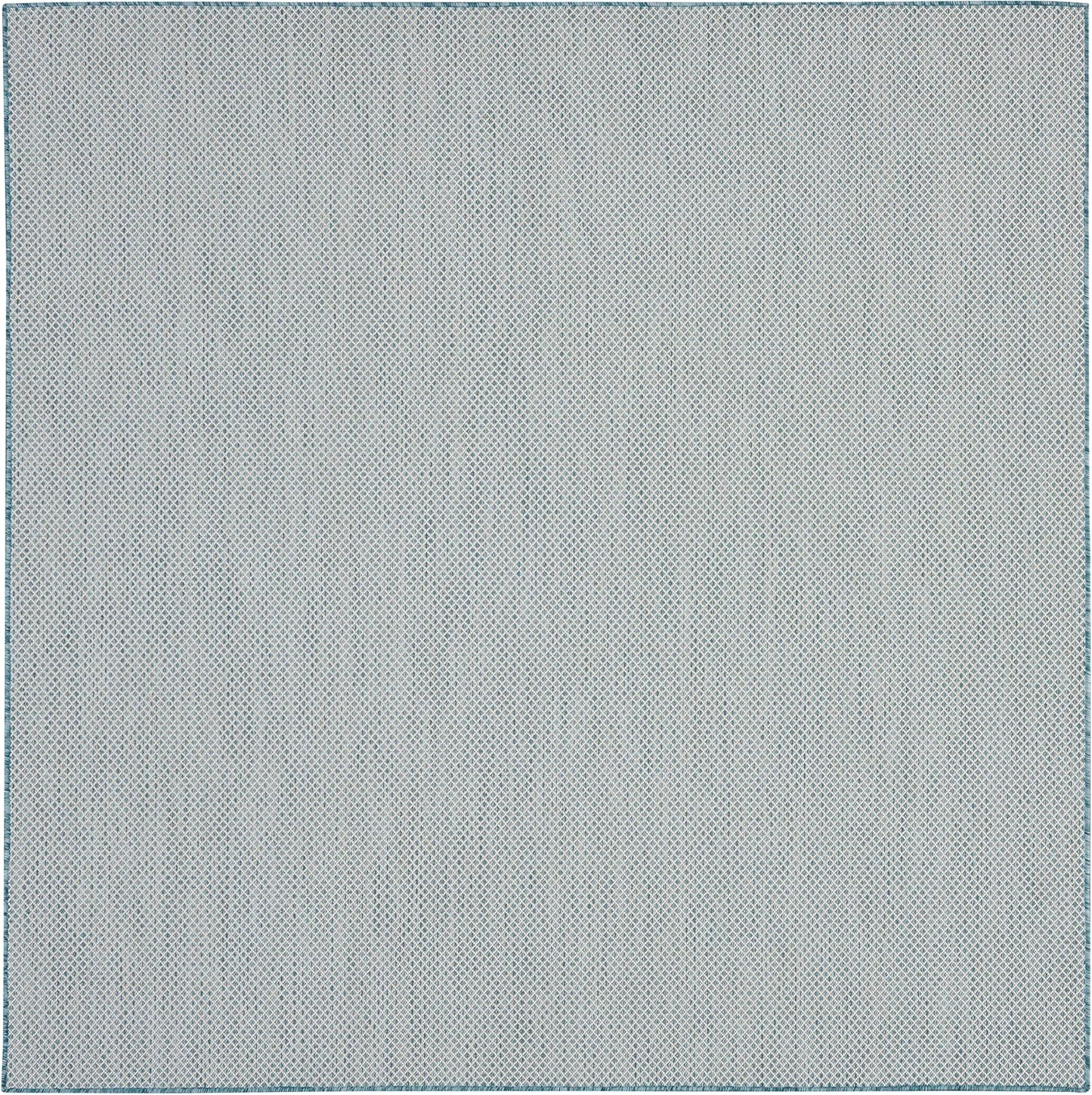 Nourison Home Courtyard Indoor/Outdoor Ivory/Aqua 8' x Square Area Rug, Easy Clean, Non Shedding, Bed Room, Living Room, Dining Room, Backyard, Deck, Patio (8 Square)