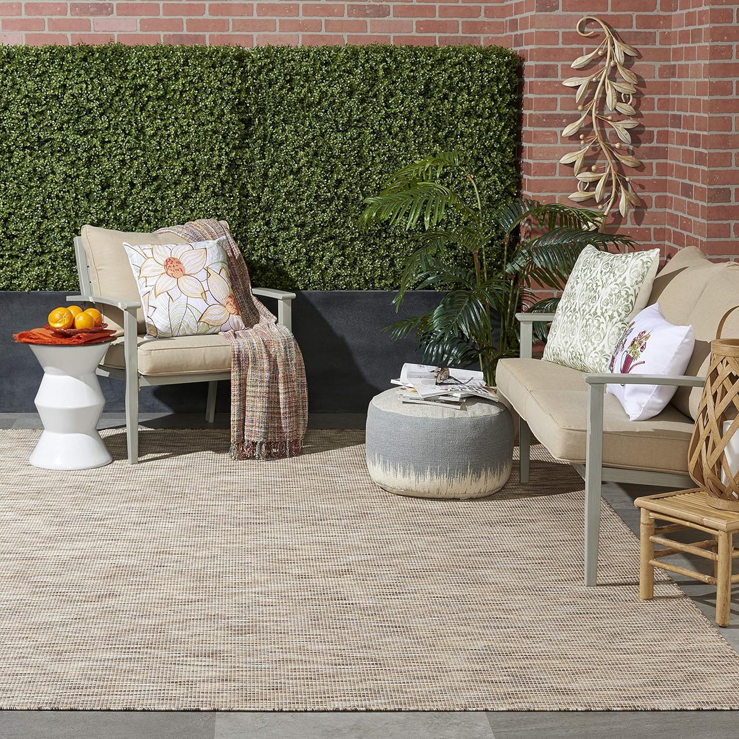 Nourison Positano Indoor/Outdoor Beige 2'2" x 12' Area Rug, Easy Cleaning, Non Shedding, Bed Room, Living Room, Dining Room, Backyard, Deck, Patio (2x12)