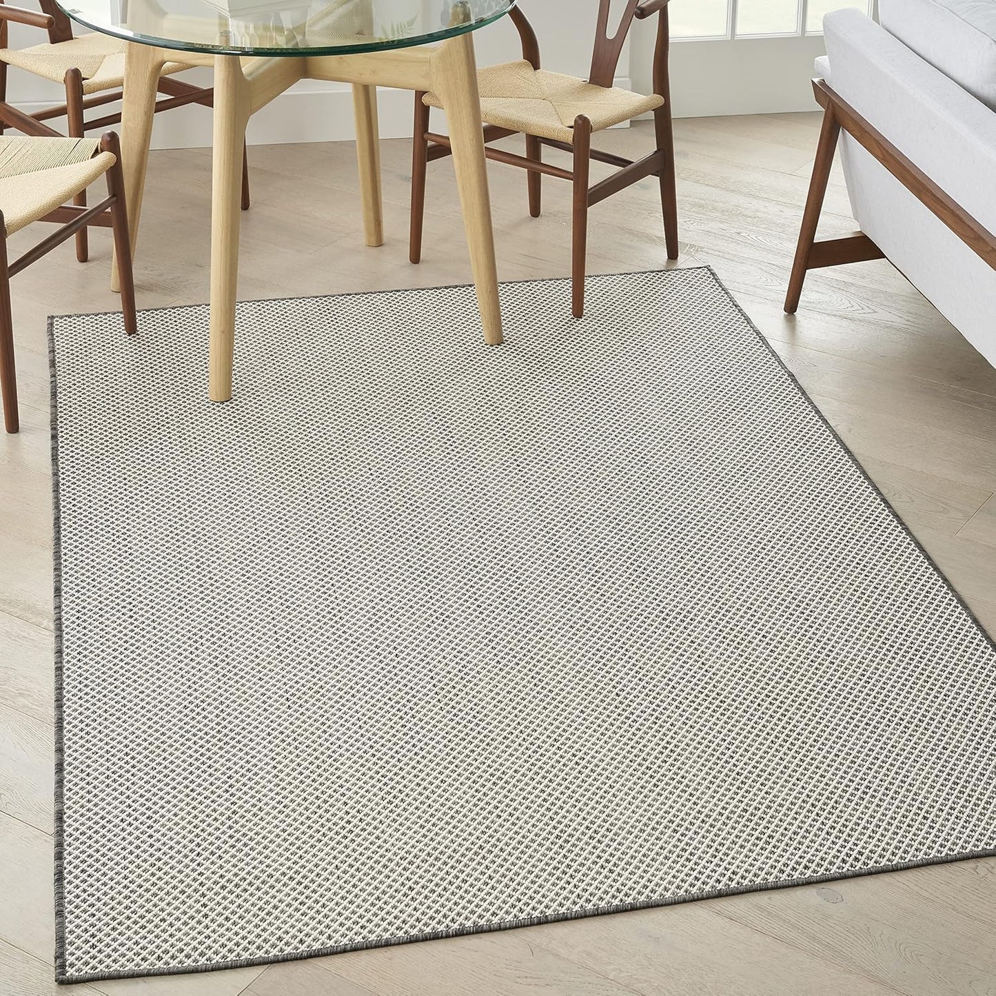 Nourison Home Courtyard 48" x 72" Fabric Indoor/Outdoor Rug in Ivory Charcoal