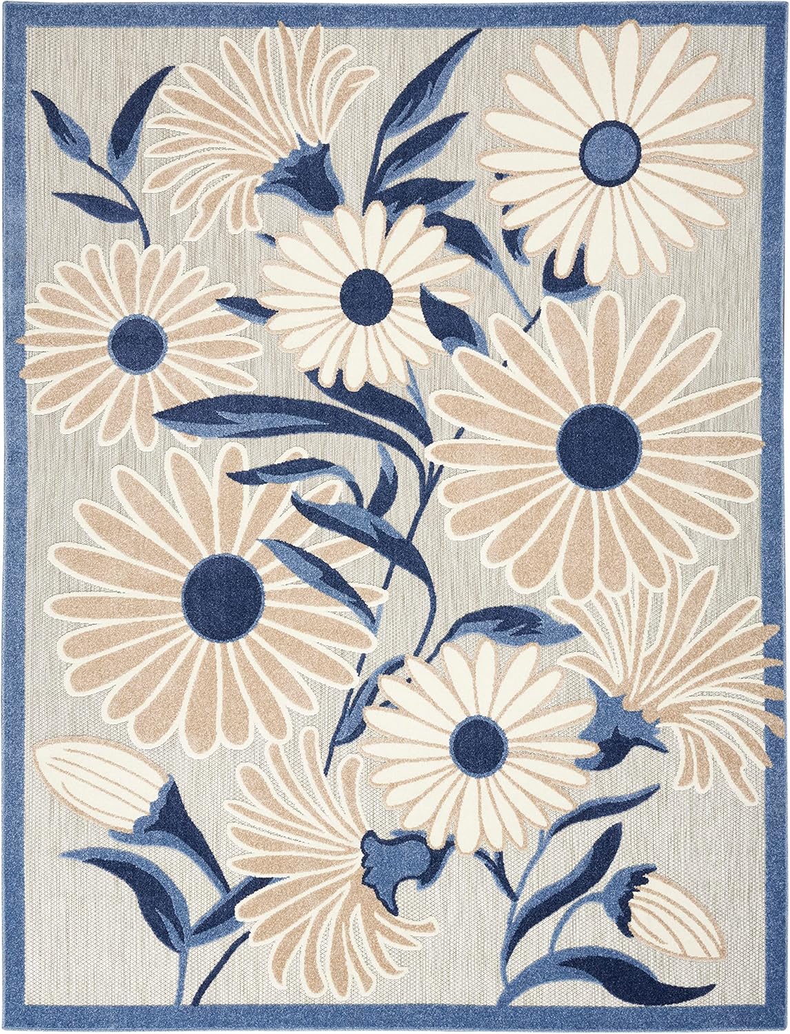 Nourison Aloha 5' x 8' Blue Gray Fabric Contemporary Area Rug (5' x 8')