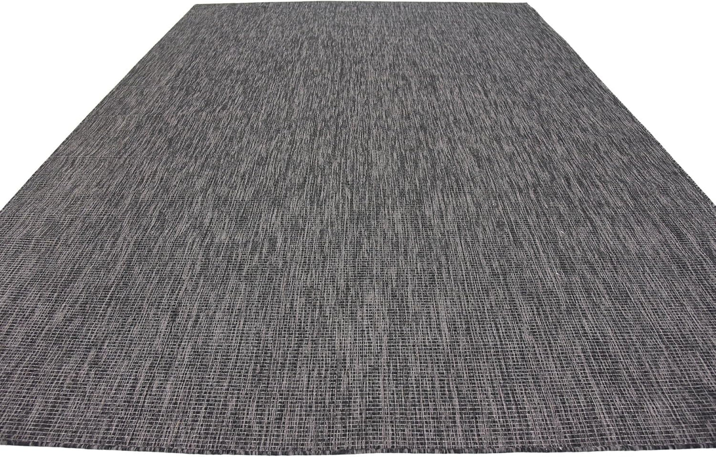 Unique Loom Collection Casual Transitional Solid Heathered Indoor/Outdoor Flatweave Area Rug (9' x 12' Rectangle, Black/Ivory)