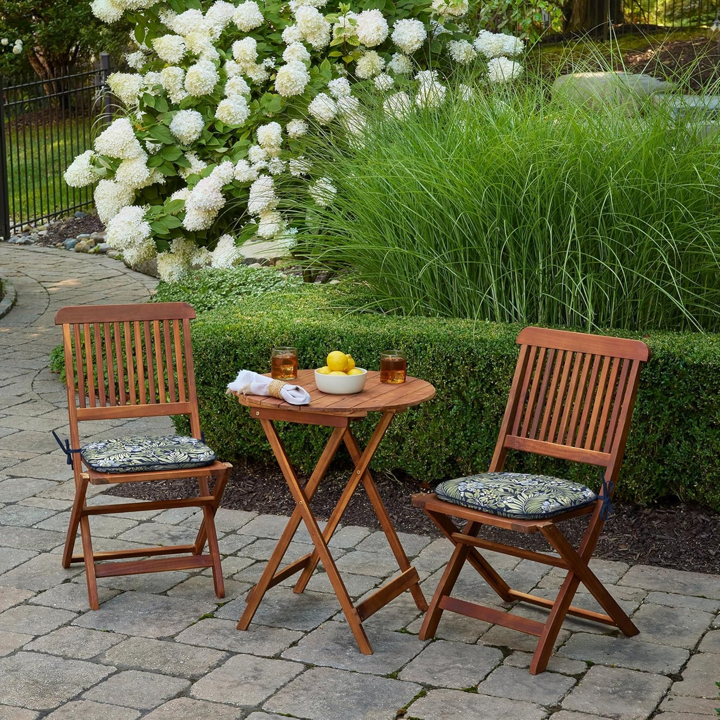 Arden Indoor/Outdoor Foam Seat Pad, 2 Pack, 17 x 16, Patio Cushion, Water Repellent, Fade Resistant, Foam Cushion Sapphire Morrison Floral