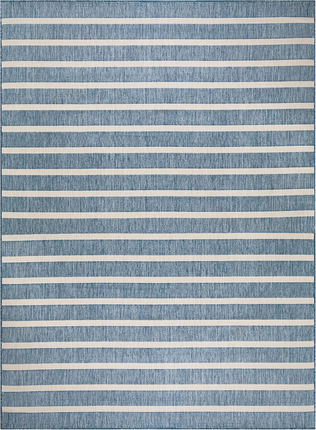 Nourison Home Positano Indoor/Outdoor Navy Ivory 8' x 10' Area Rug, Easy Cleaning, Non Shedding, Bed Room, Living Room, Dining Room, Backyard, Deck, Patio (8x10)