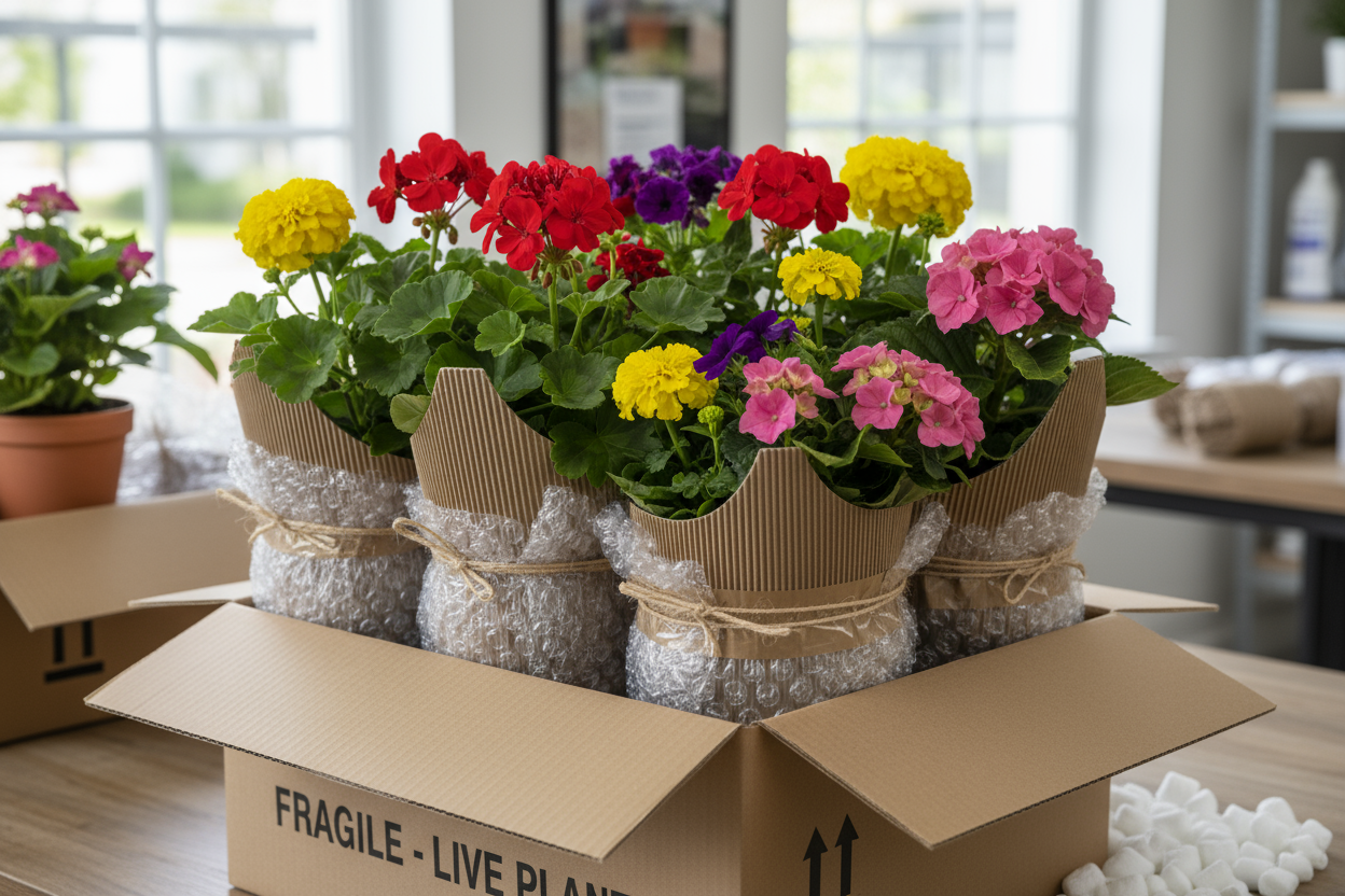 The potted flowers I bought were healthy and well-packed.